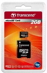 Transcend microSD 2GB + SD adapteris kaina ir informacija | Atminties kortelės telefonams | pigu.lt