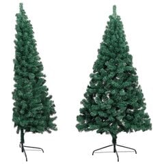 Dirbtinė pusinė Kalėdų eglutė su LED/žaisliukais, žalia, 120cm цена и информация | Искусственные елки | pigu.lt