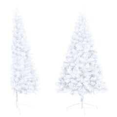 Dirbtinė pusinė Kalėdų eglutė su LED/žaisliukais, balta, 120cm цена и информация | Искусственные елки | pigu.lt