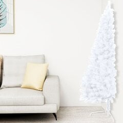 Dirbtinė pusinė Kalėdų eglutė su LED/žaisliukais, balta, 150cm цена и информация | Искусственные елки | pigu.lt