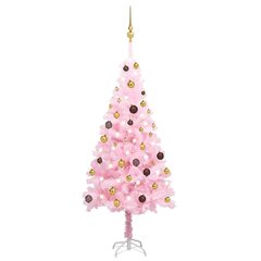 Dirbtinė Kalėdų eglutė su LED/žaisliukais, rožinė, 150cm, PVC цена и информация | Искусственные елки | pigu.lt