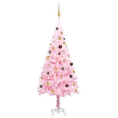 Dirbtinė Kalėdų eglutė su LED/žaisliukais, rožinė, 180cm, PVC цена и информация | Искусственные елки | pigu.lt