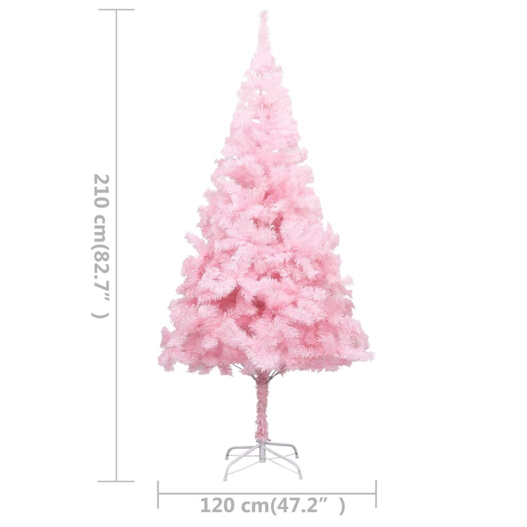 Dirbtinė Kalėdų eglutė su LED/žaisliukais, rožinė, 210cm, PVC kaina ir informacija | Eglutės, vainikai, stovai | pigu.lt
