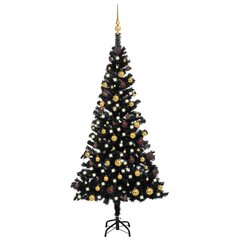 Dirbtinė Kalėdų eglutė su LED/žaisliukais, juoda, 180cm, PVC цена и информация | Искусственные елки | pigu.lt