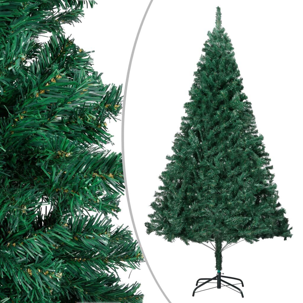 Dirbtinė Kalėdų eglutė su LED/žaisliukais, žalia, 210cm, PVC kaina ir informacija | Eglutės, vainikai, stovai | pigu.lt