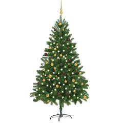 Dirbtinė Kalėdų eglutė su LED ir žaisliukais, žalia, 210cm цена и информация | Искусственные елки | pigu.lt