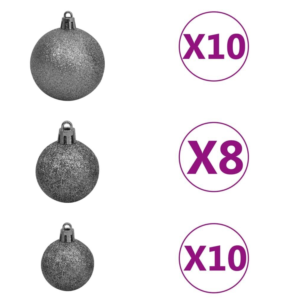 Dirbtinė Kalėdų eglutė su LED/žaisliukais, juoda, 240cm, PVC kaina ir informacija | Eglutės, vainikai, stovai | pigu.lt