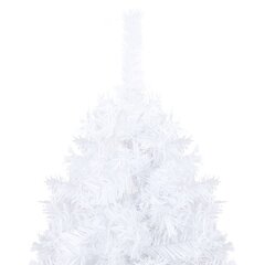 Dirbtinė Kalėdų eglutė su LED ir žaisliukais, balta, 210cm, PVC цена и информация | Искусственные елки | pigu.lt