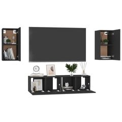 Televizoriaus spintelių komplektas, 4 dalių, juodas kaina ir informacija | TV staliukai | pigu.lt
