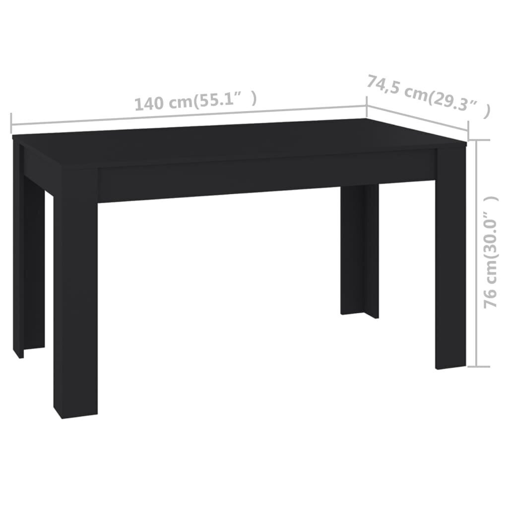 Valgomojo stalas, 140x74,5x76 cm, juodas kaina ir informacija | Virtuvės ir valgomojo stalai, staliukai | pigu.lt