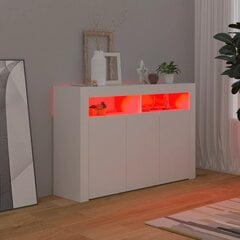 Šoninė spintelė su LED apšvietimu, balta, 115,5x30x75 cm kaina ir informacija | Svetainės spintelės | pigu.lt