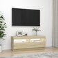 Televizoriaus spintelė su LED apšvietimu, 100x35x40 cm, ruda kaina ir informacija | TV staliukai | pigu.lt