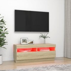 Televizoriaus spintelė su LED apšvietimu, 100x35x40 cm, ruda цена и информация | Тумбы под телевизор | pigu.lt
