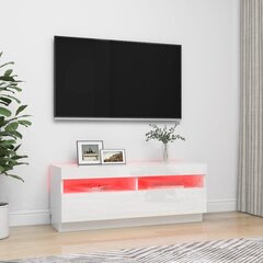 TV spintelė su LED apšvietimu, 100x35x40 cm, balta цена и информация | Тумбы под телевизор | pigu.lt