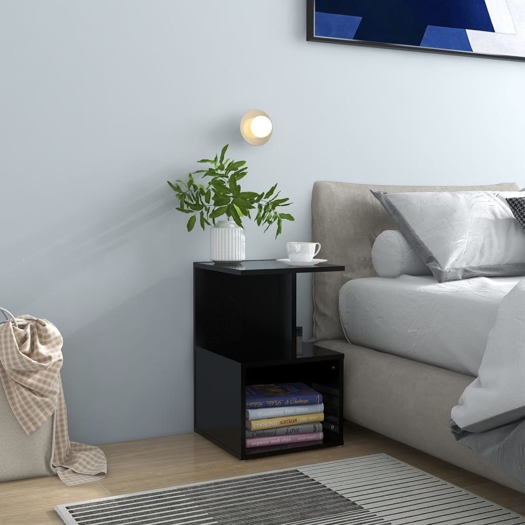 Naktinės spintelės, 35x35x55 cm, 2 vnt, juodos kaina ir informacija | Spintelės prie lovos | pigu.lt