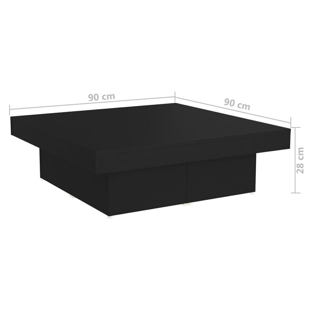 Kavos staliukas, 90x90x28 cm, juodas цена и информация | Kavos staliukai | pigu.lt