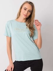 RUE PARIS Женская футболка оверсайз мятного цвета. цена и информация | Футболка женская | pigu.lt