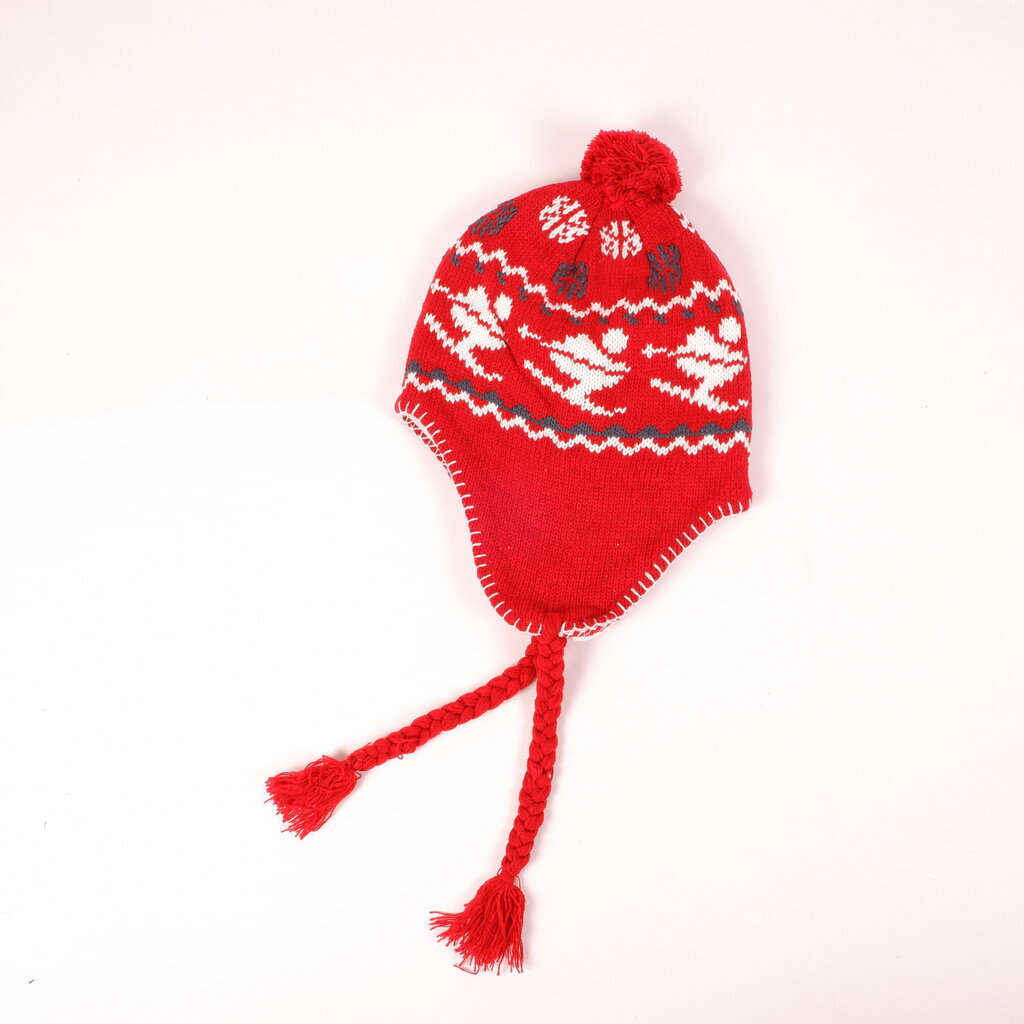 Raštuota vilnonė kepurė Slidininkai, raudona kaina ir informacija | Kepurės moterims | pigu.lt