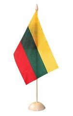 Vienvietis medinis vėliavėlės stovelis 33,5x6 cm su Lietuvos vėliava 12x20 cm kaina ir informacija | Vėliavos ir jų priedai | pigu.lt