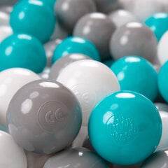 KiddyMoon Играть в пластиковые шарики для малыша 100 штук ∅ 6cm, сертифицированный продукт, произведенный в ЕС, серый/белый/бирюзовый цена и информация | Игрушки для малышей | pigu.lt