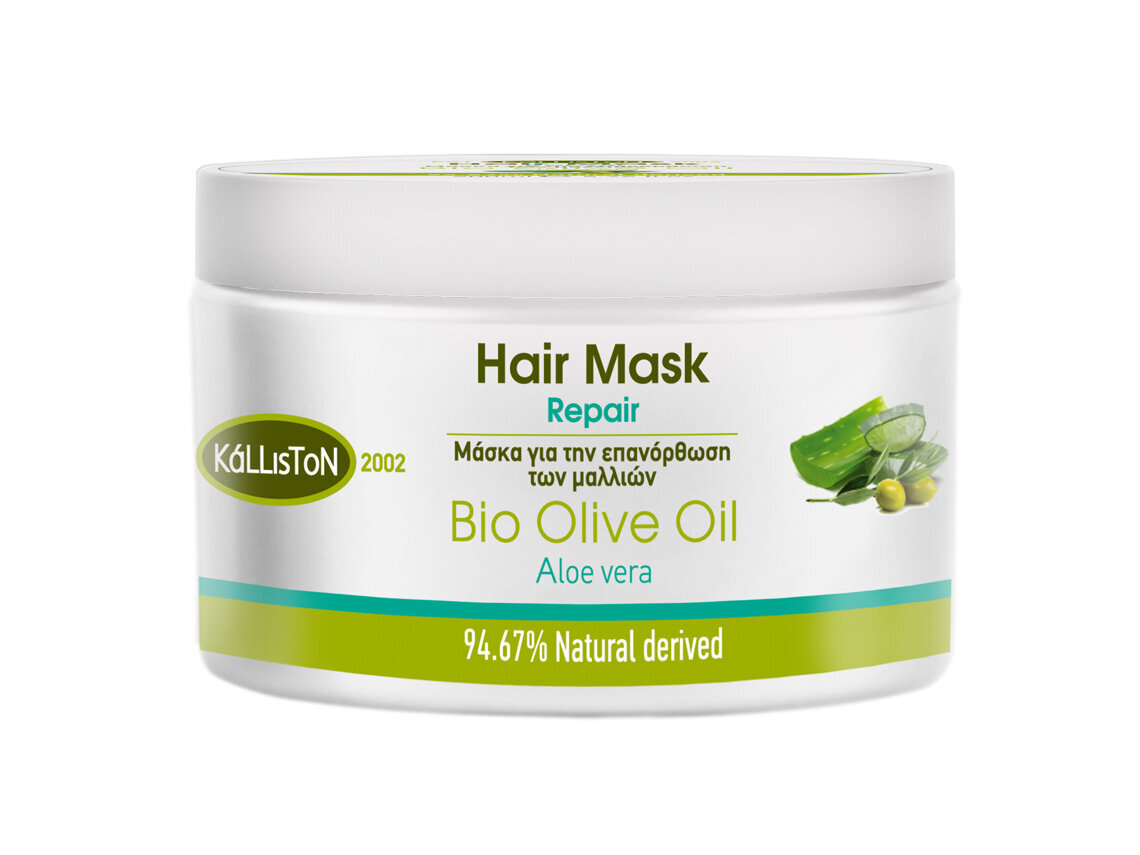 Atkuriamoji plaukų kaukė Kalliston Bio Olive Oil Repair Hair Mask, 200 ml kaina ir informacija | Priemonės plaukų stiprinimui | pigu.lt