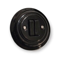 Керамический выключатель скрытого монтажа, черный, 2-кнопочный цена и информация | Выключатели, розетки | pigu.lt