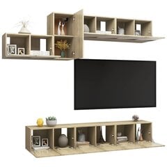 Televizoriaus spintelių komplektas, 7 dalių, ąžuolo spalvos kaina ir informacija | TV staliukai | pigu.lt