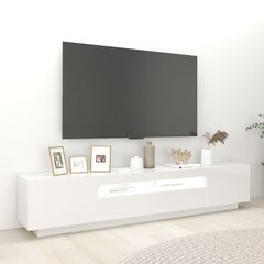 TV spintelė su LED apšvietimu, 200x35x40 cm, balta, blizgi цена и информация | Тумбы под телевизор | pigu.lt