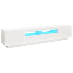 TV spintelė su LED apšvietimu, 200x35x40 cm, balta, blizgi цена и информация |  Тумбы под телевизор | pigu.lt