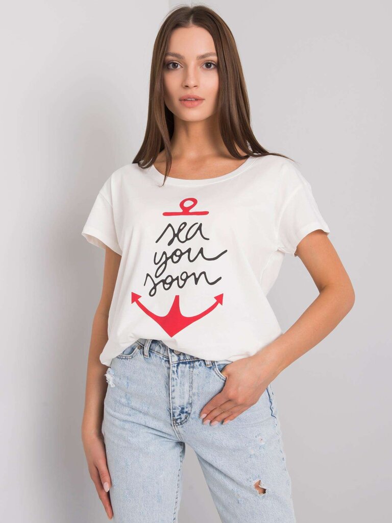 Marškinėliai moterims Ecru, balti kaina ir informacija | Marškinėliai moterims | pigu.lt