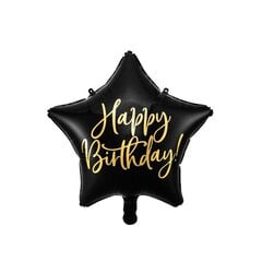 Folinis balionas Happy Birthday 40 cm, juodas kaina ir informacija | Balionai | pigu.lt