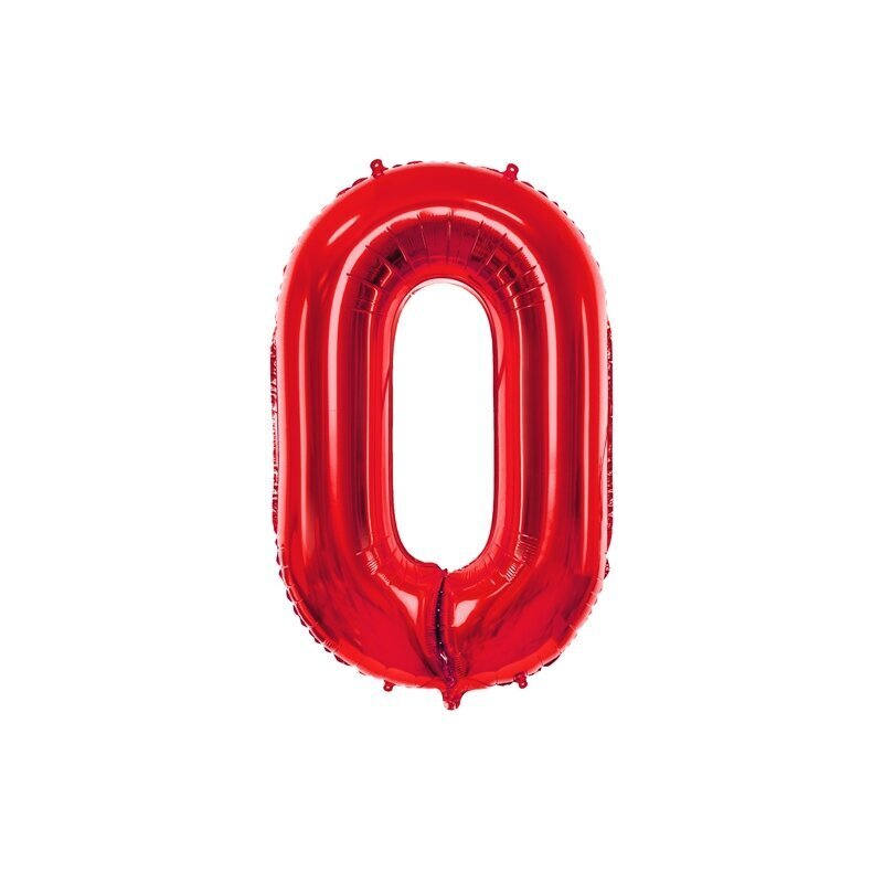 Folinis balionas "0" raudonas, 86 cm kaina ir informacija | Dekoracijos šventėms | pigu.lt