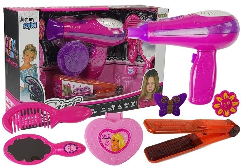 Žaislinis grožio rinkinys su plaukų džiovintuvu ir kitais priedais kaina ir informacija | Žaislai mergaitėms | pigu.lt