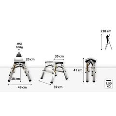 Dvipusės aliuminio kopėčios Drabest DD2 125 kg kaina ir informacija | Buitinės kopėčios, rampos | pigu.lt