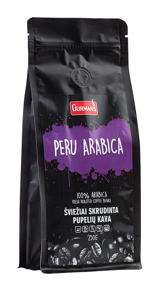 Gurman's Peru Arabica kavos pupelės, 250g kaina ir informacija | Kava, kakava | pigu.lt