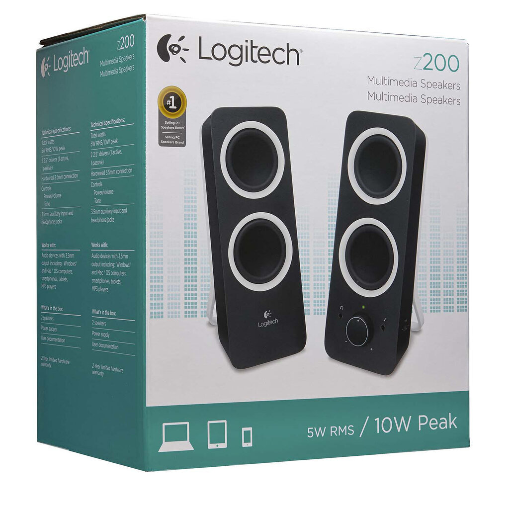 Logitech Z200 2.0 Midnight, juoda kaina ir informacija | Garso kolonėlės | pigu.lt