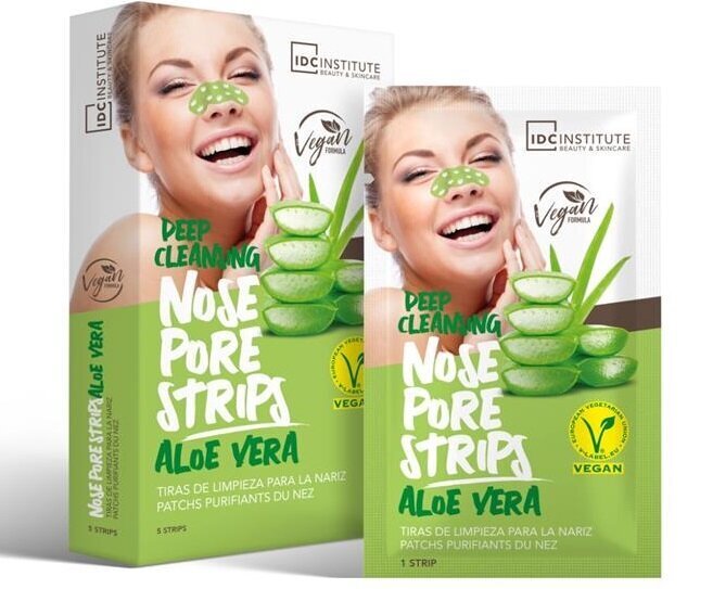 Nosies pleistrai IDC Institute Aloe Vera, 5 vnt. цена и информация | Veido kaukės, paakių kaukės | pigu.lt