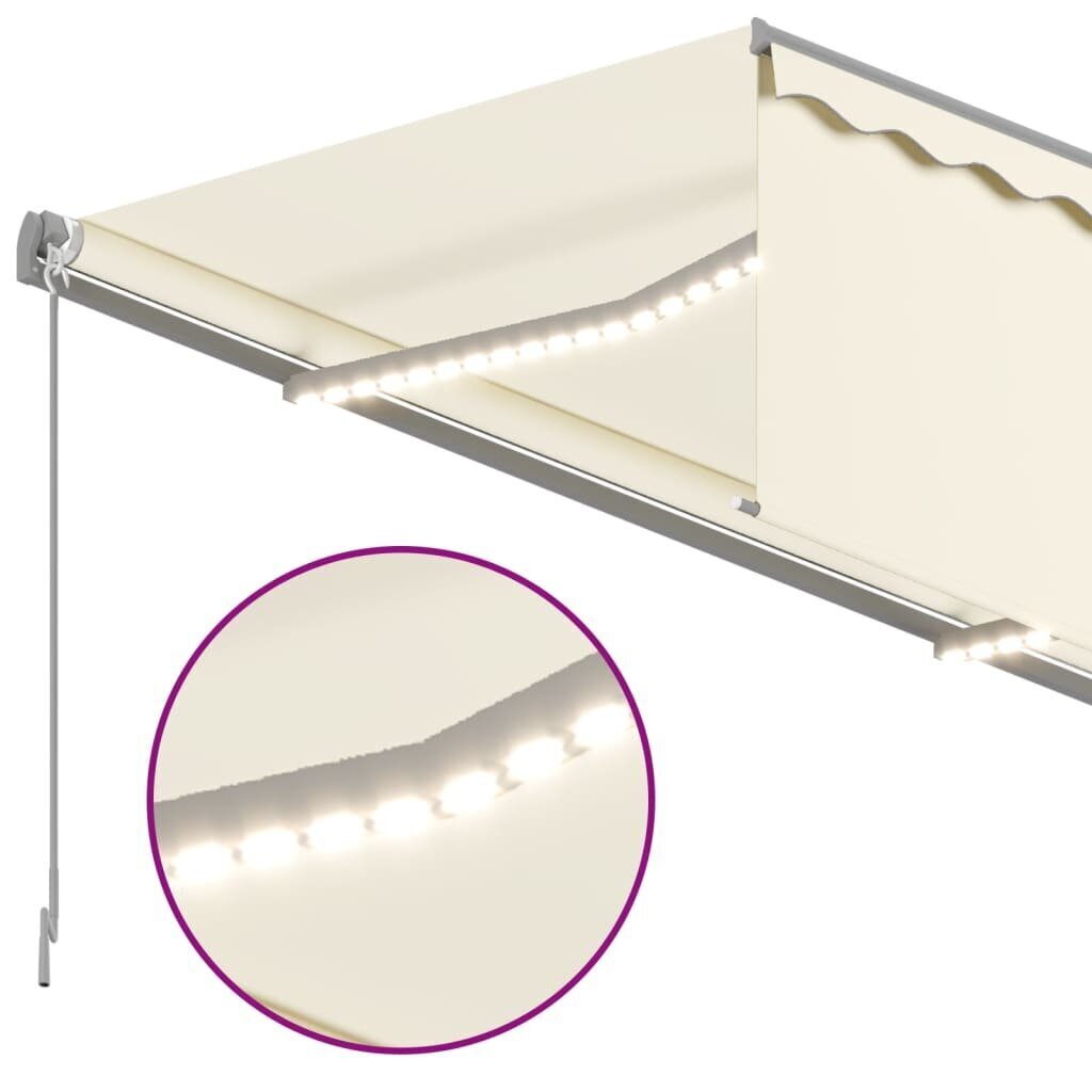 Automatinė markizė su LED/vėjo jutikliu, kreminė, 4.5x3 m цена и информация | Skėčiai, markizės, stovai | pigu.lt