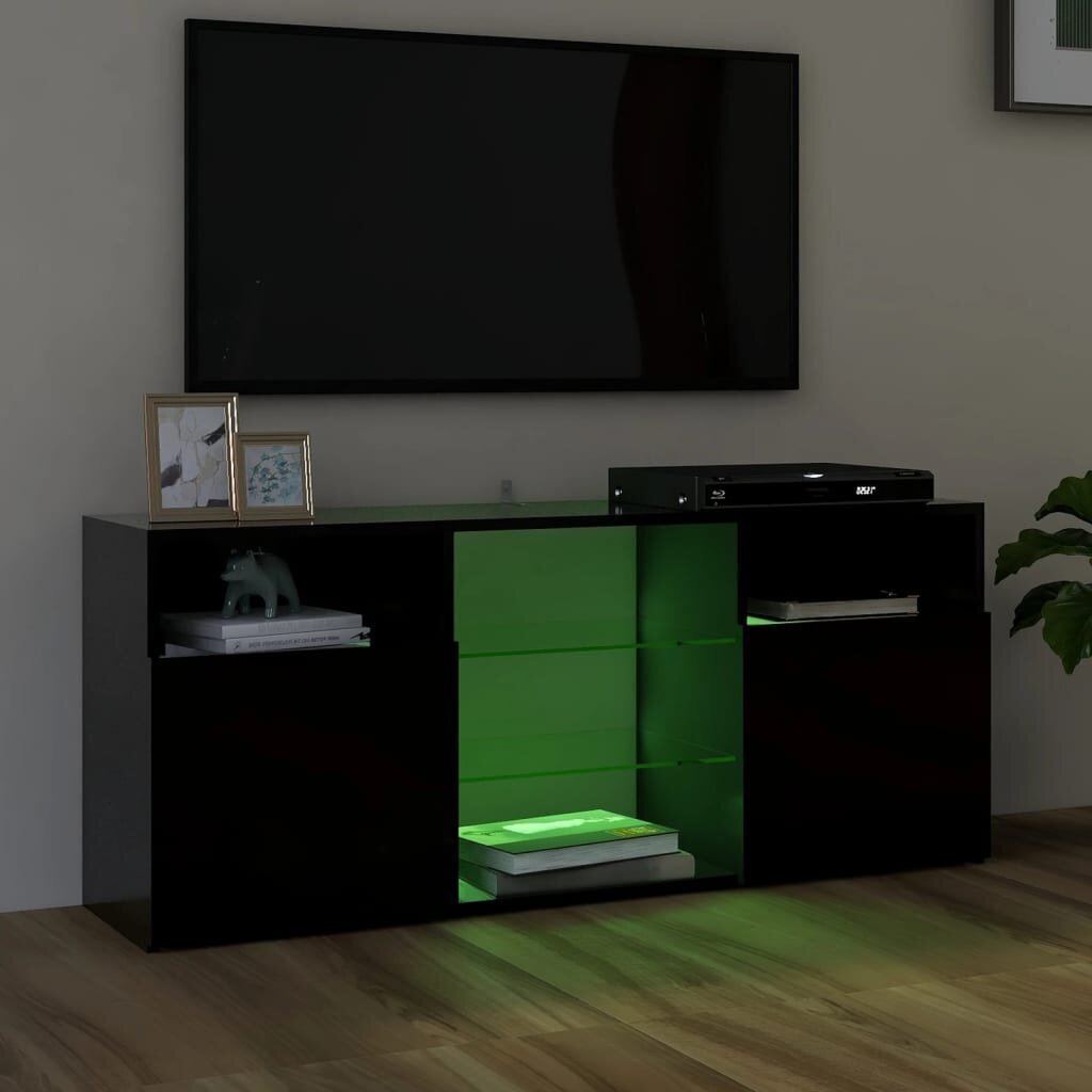 Televizoriaus spintelė su LED apšvietimu, 120x30x50 cm, juoda цена и информация | TV staliukai | pigu.lt