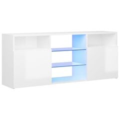 TV spintelė su LED apšvietimu, 120x30x50 cm, balta цена и информация | Тумбы под телевизор | pigu.lt