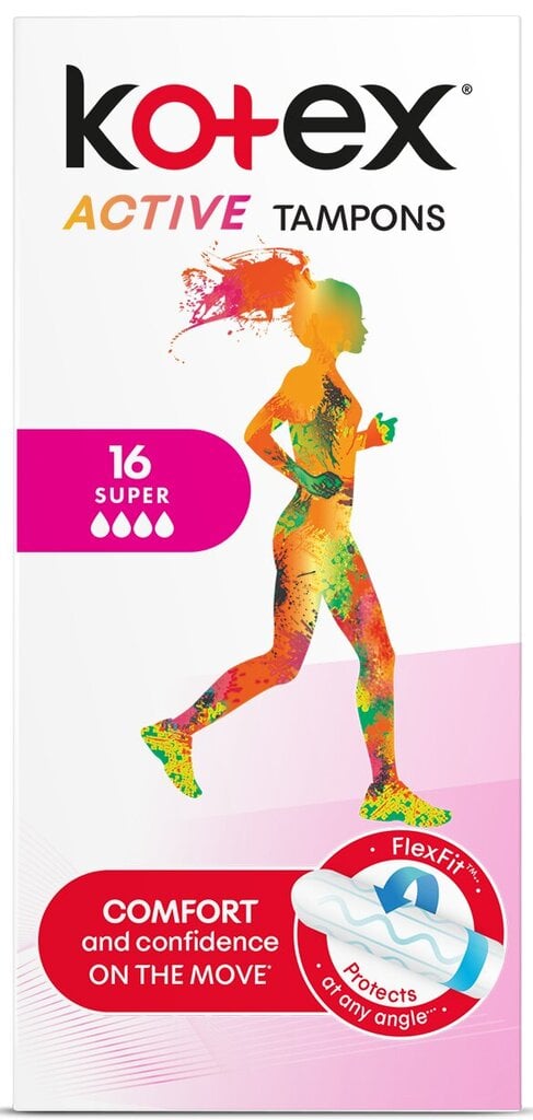 KOTEX ACTIVE super tamponai, 16vnt цена и информация | Tamponai, higieniniai paketai, įklotai | pigu.lt