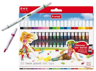Dvipusių flomasterių rinkinys Bruynzeel Twinpoints, 20 spalvų kaina ir informacija | Piešimo, tapybos, lipdymo reikmenys | pigu.lt