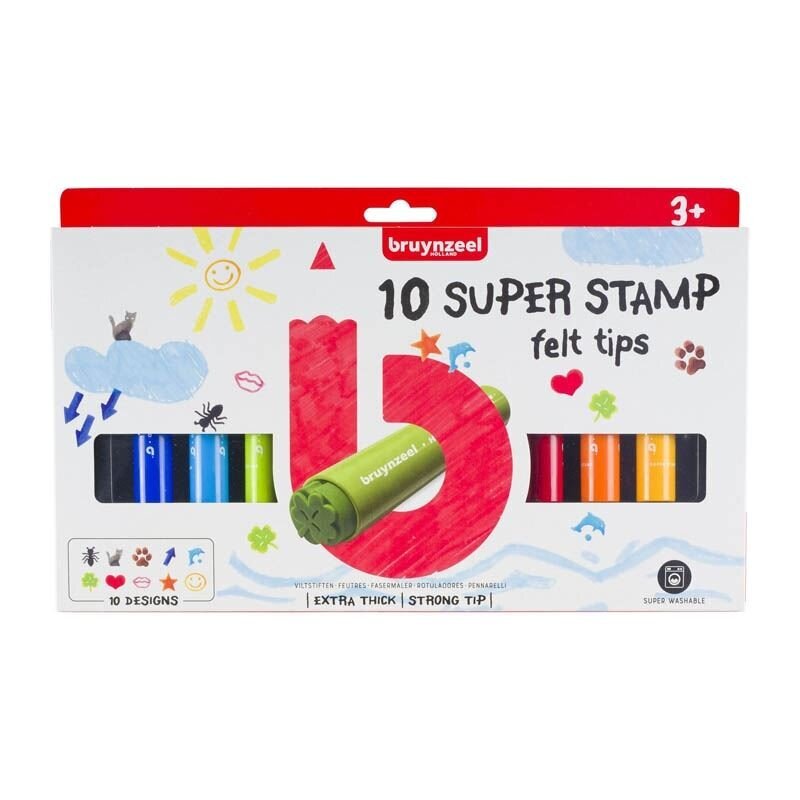 Flomasteriai Bruynzeel Super Stamp, 10 spalvų kaina ir informacija | Piešimo, tapybos, lipdymo reikmenys | pigu.lt
