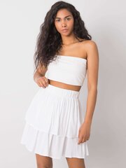 Женская юбка с воланами SUBLEVEL, белая  цена и информация | Юбки | pigu.lt