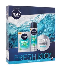 Rinkinys Nivea Men Fresh Kick: losjonas po skutimosi, 100 ml + dezodorantas, 150 ml + veido kremas- gelis, 150 ml kaina ir informacija | Skutimosi priemonės ir kosmetika | pigu.lt