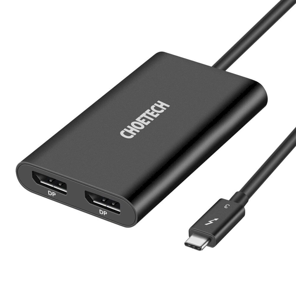 Adapteris Choetech plug adapter USB Type C Thunderbolt 3 (40Gbps) - 2x DisplayPort 4K 60Hz (HUB-D03) kaina ir informacija | Adapteriai, USB šakotuvai | pigu.lt