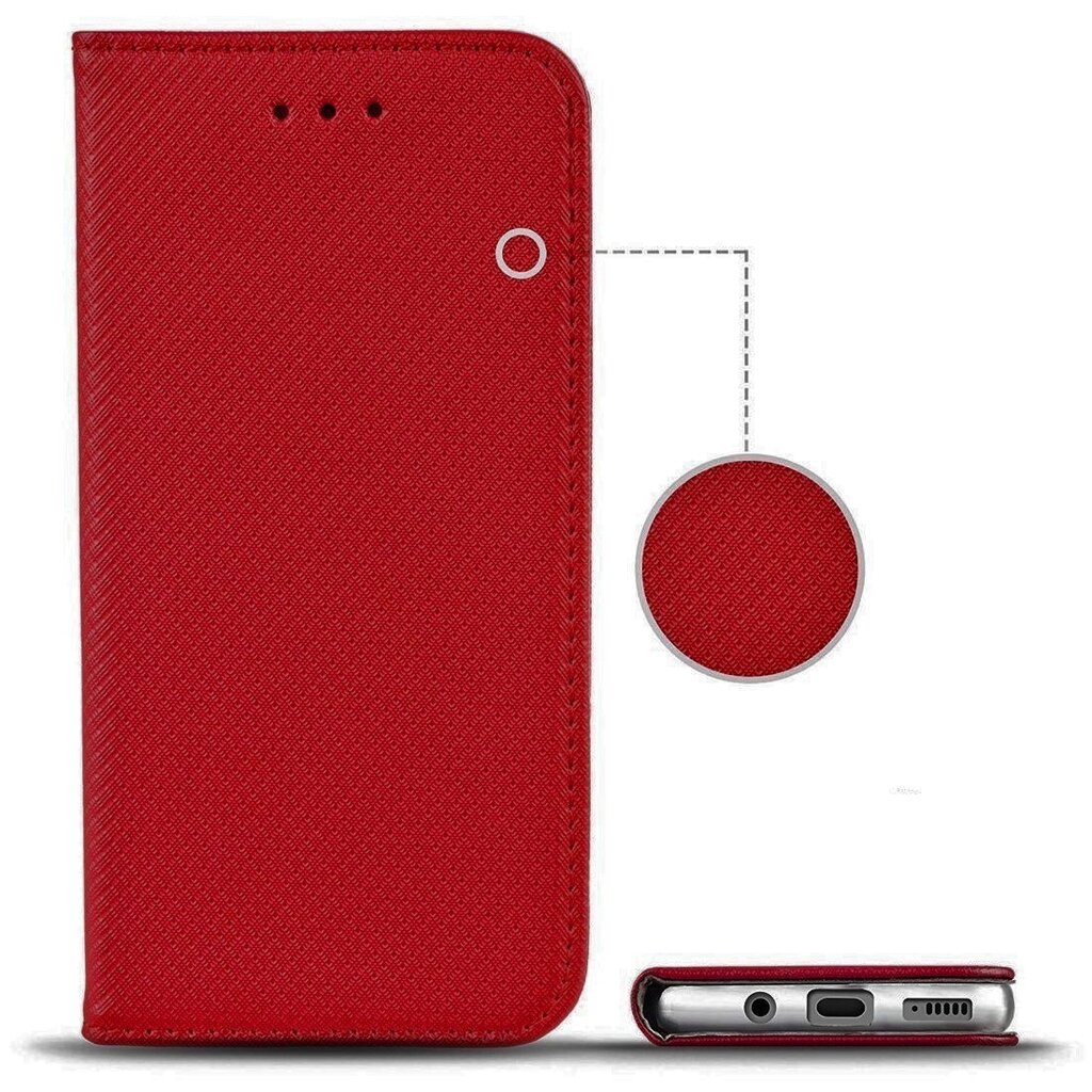 Telefono dėklas Hallo Smart Magnet Book Case, skirtas Xiaomi Poco F3, raudonas kaina ir informacija | Telefono dėklai | pigu.lt