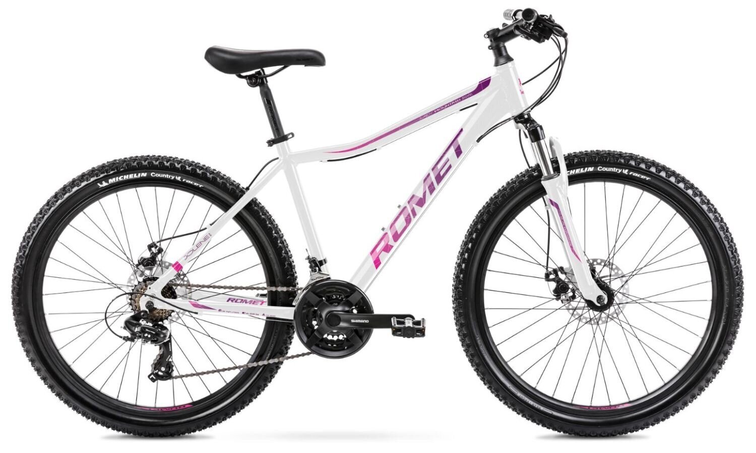 Kalnų dviratis Romet Jolene 6.2 26" 2022, baltas/rožinis kaina ir informacija | Dviračiai | pigu.lt