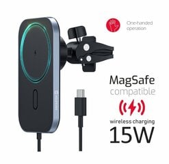 Swissten Mafsafe Air Vent Car Holder With 15W Wireless Charging Black kaina ir informacija | Swissten Mobilieji telefonai ir jų priedai | pigu.lt