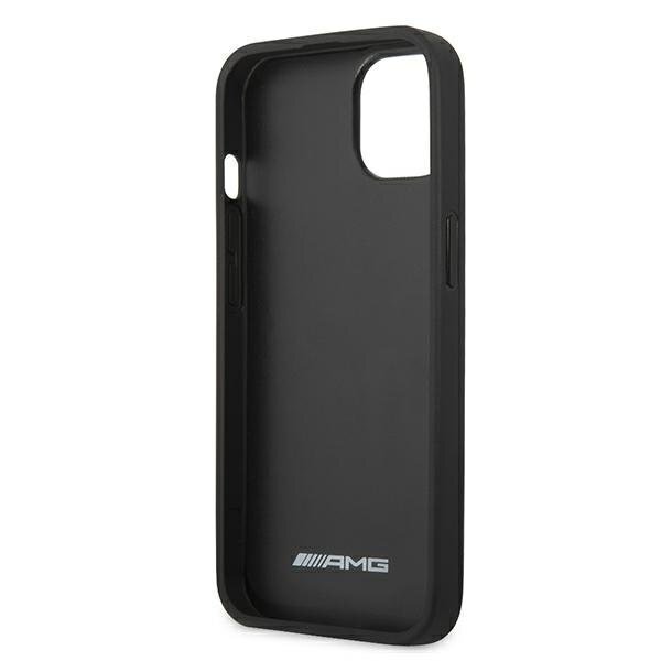 AMG AMHCP13MGSEBK Leather Debossed Lines Back Case For Apple iPhone 13 Black kaina ir informacija | Telefono dėklai | pigu.lt